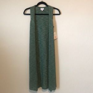 Lularoe NWT XS Green Tan Knitted Joy Cardigan